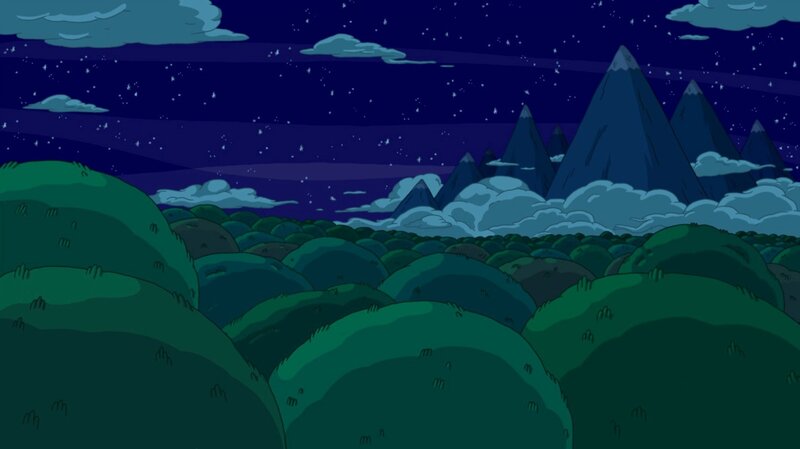 nighttime landscape with mountains