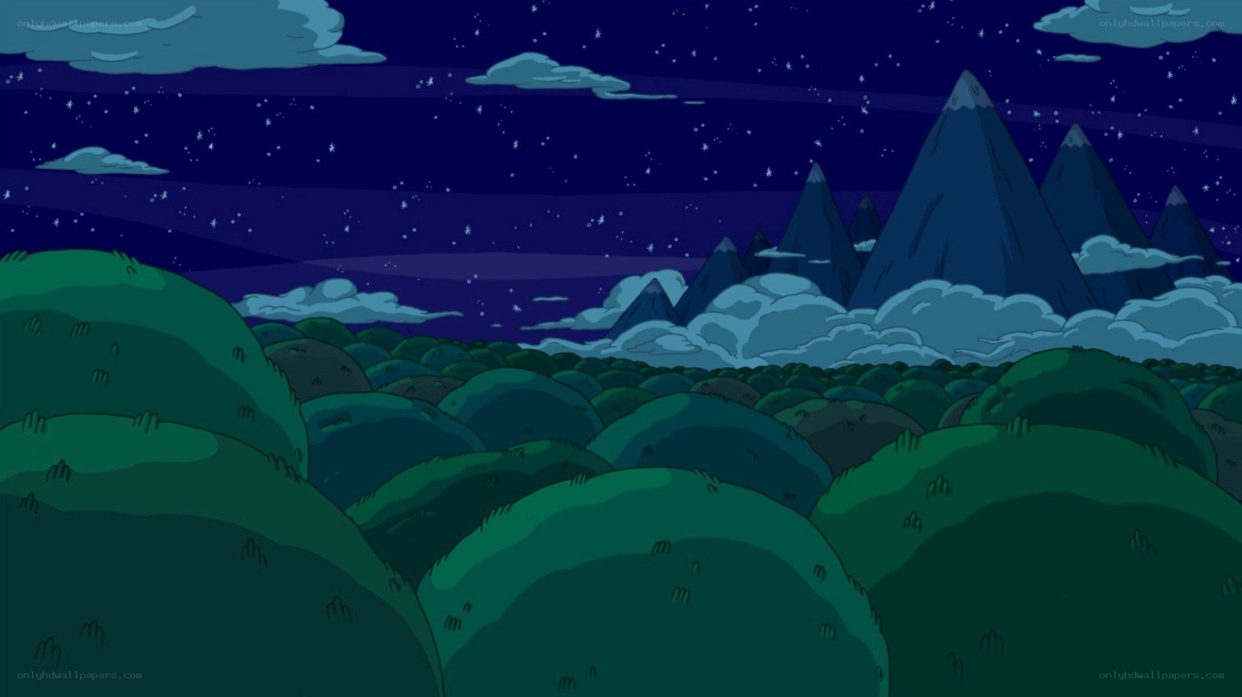 nighttime landscape with mountains