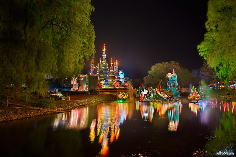 Nighttime light festival on water