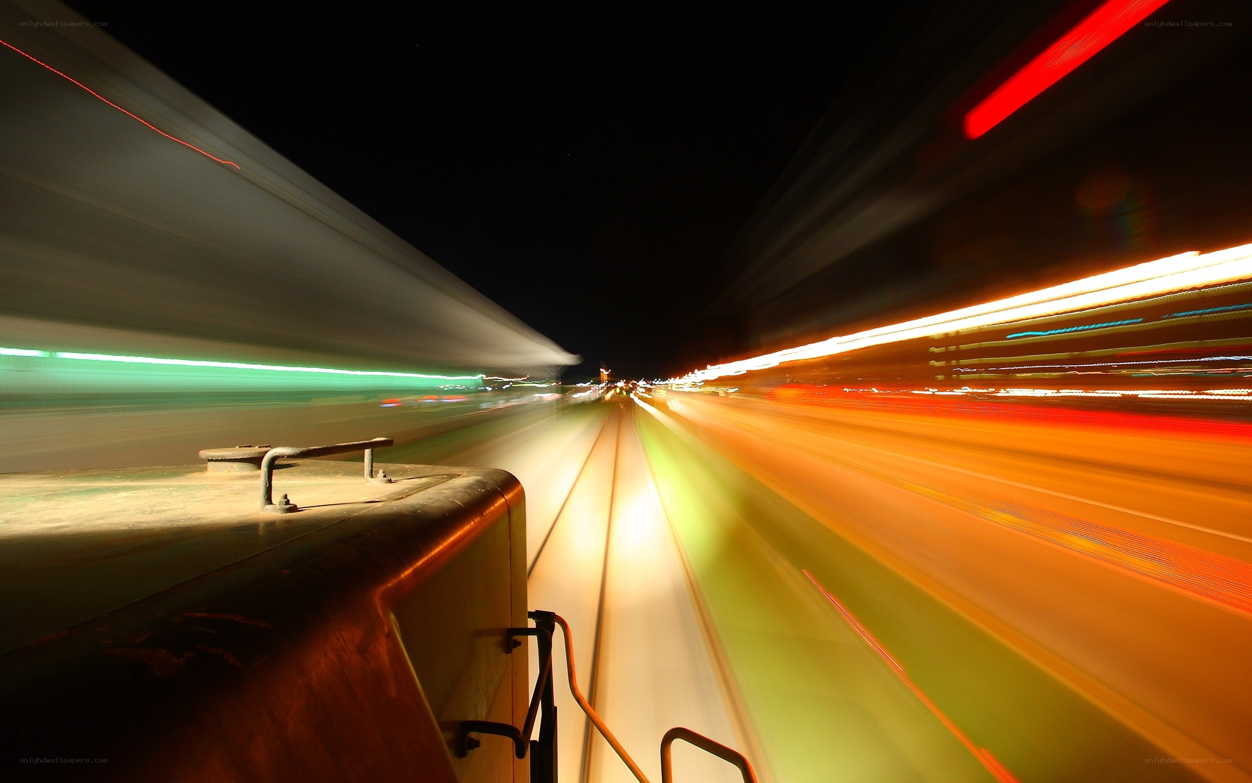 Nighttime light trails from a moving vehicle