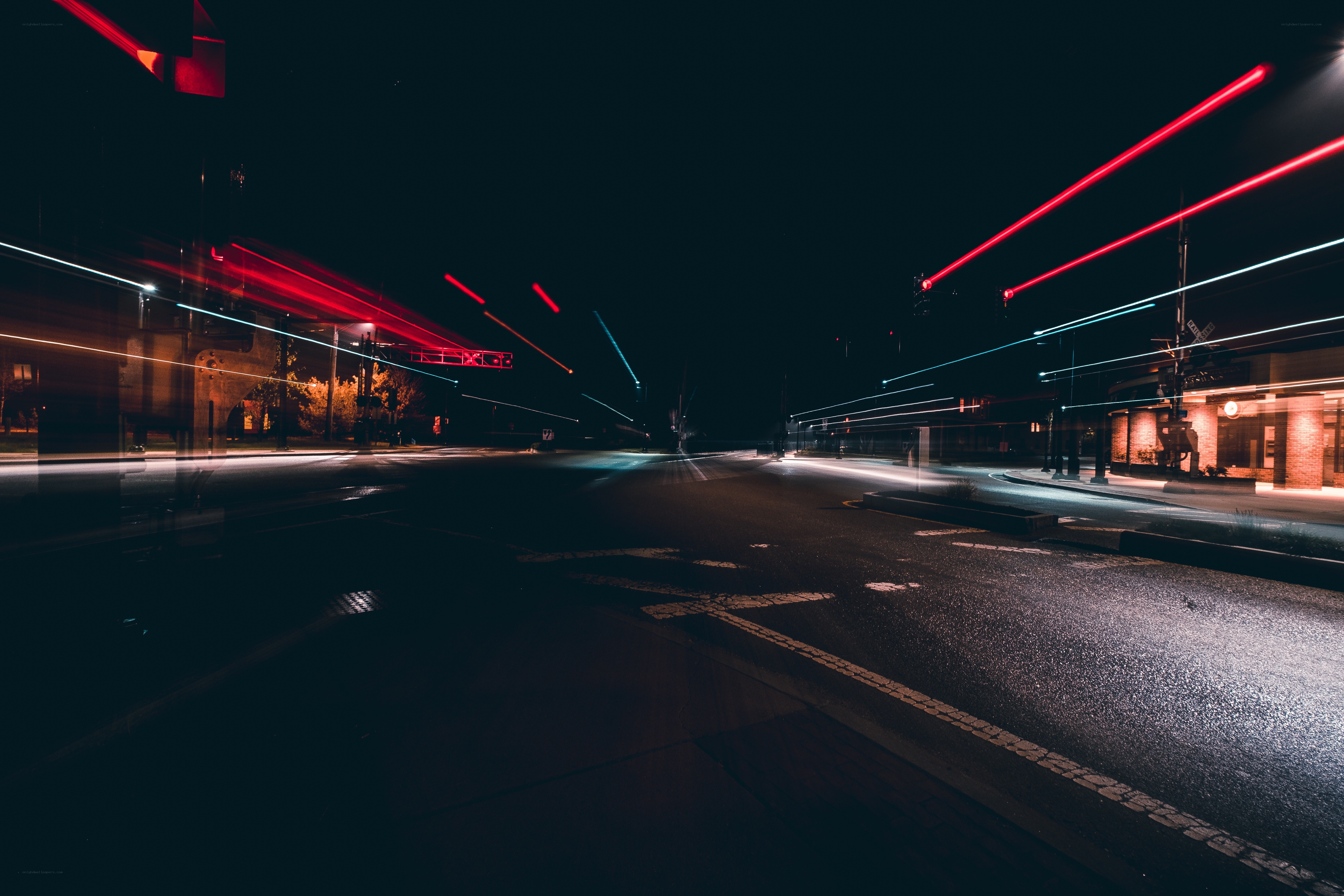 Nighttime light trails on a city street