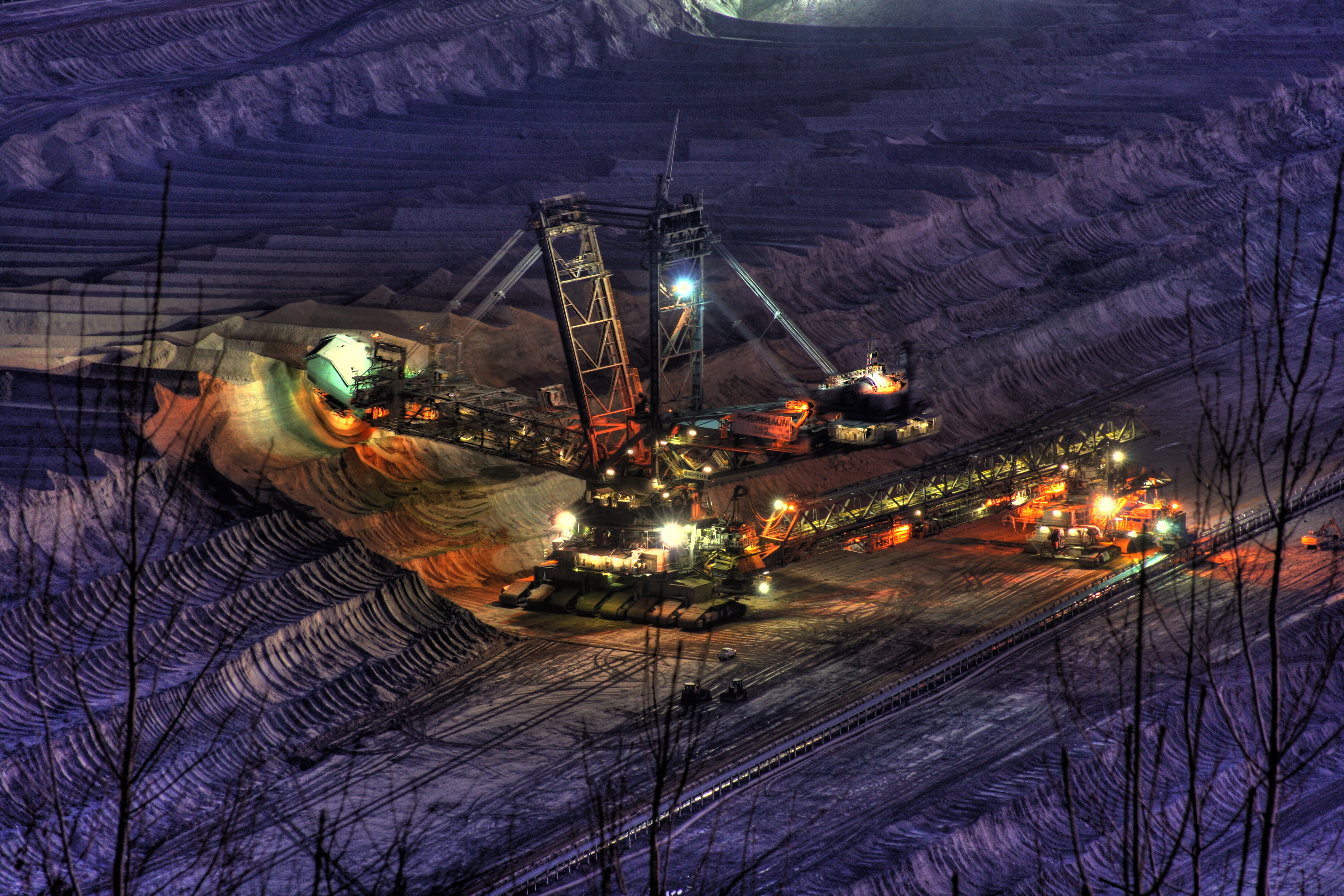 Nighttime mining operation