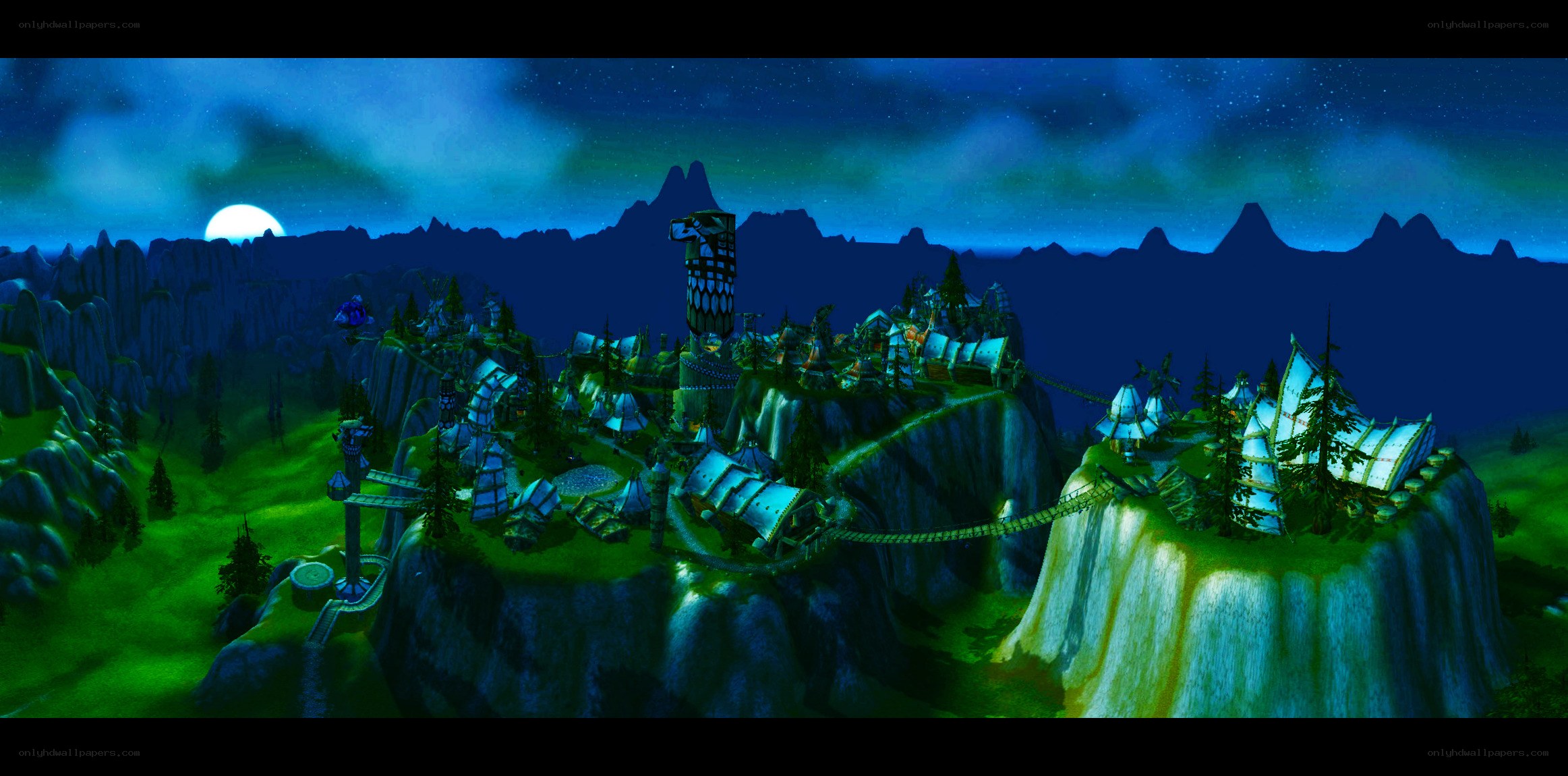 nighttime mountain village