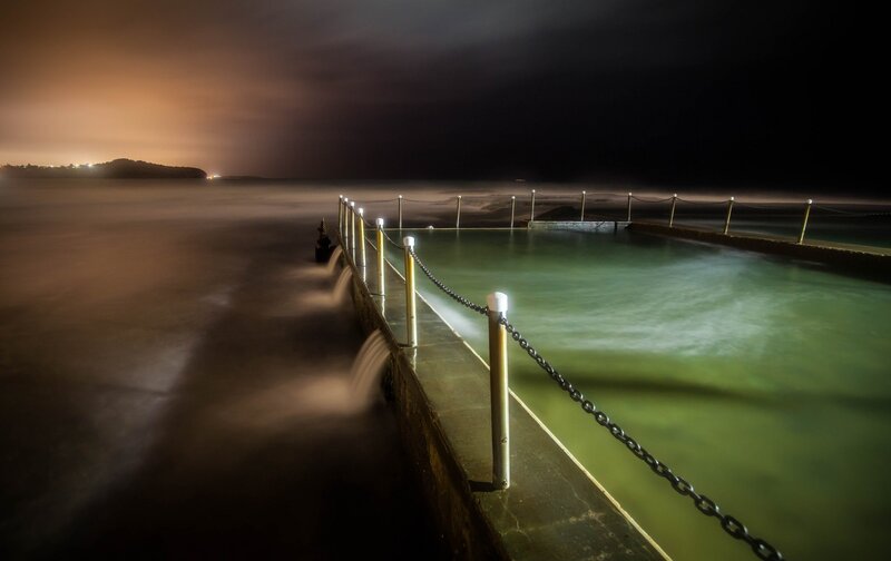 Nighttime Ocean Pool