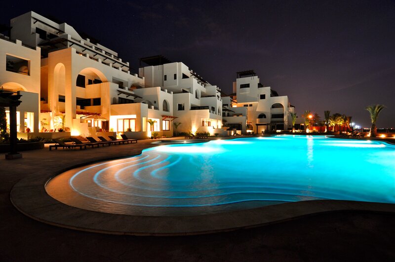 Nighttime pool at resort