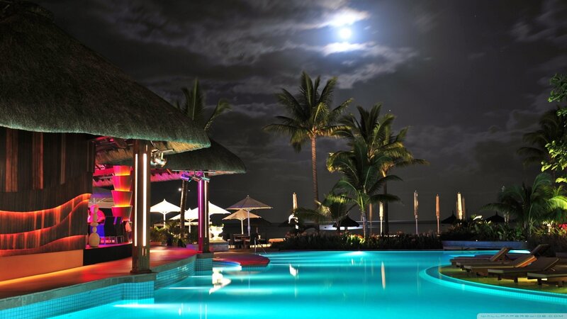 Nighttime Pool Resort — Blue