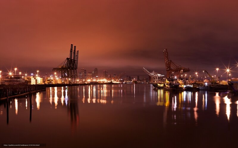 Nighttime Port City — Orange