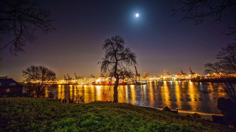 Nighttime Port View