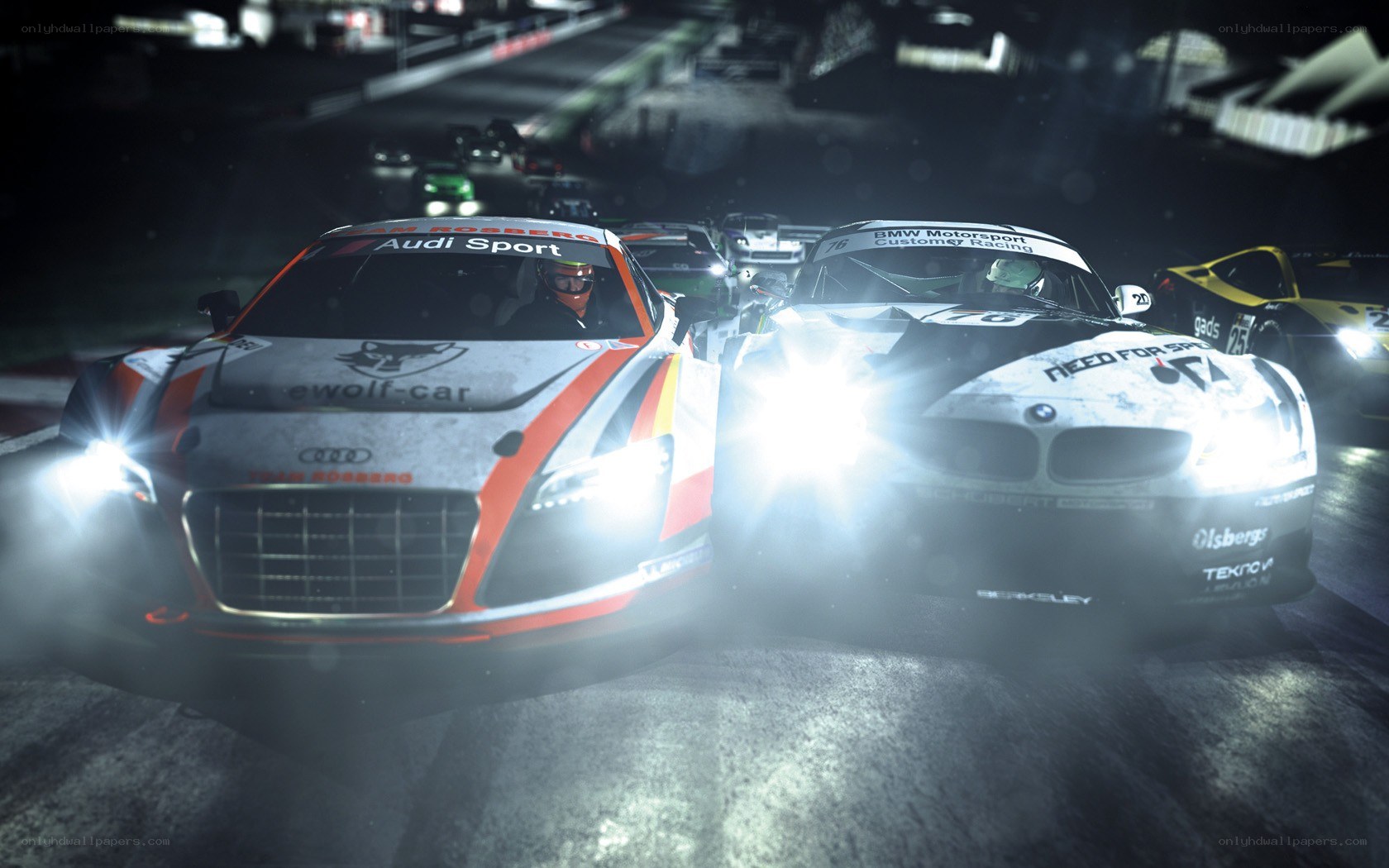 Nighttime race car competition