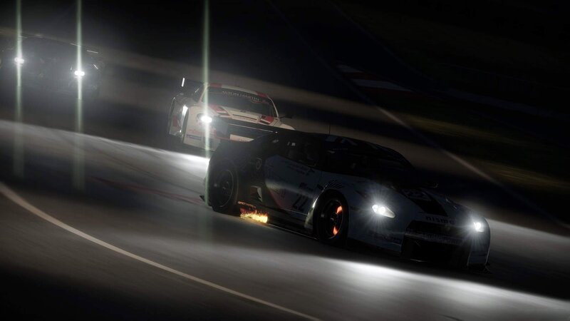 Nighttime race with fire