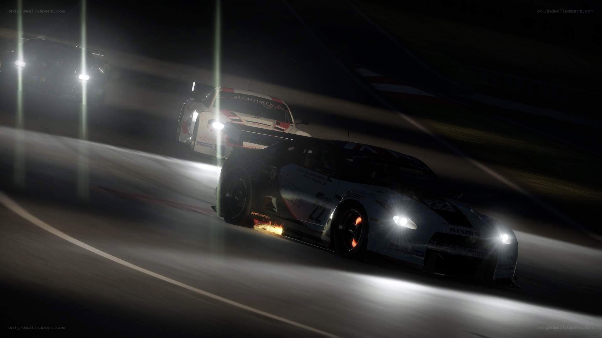 Nighttime race with fire