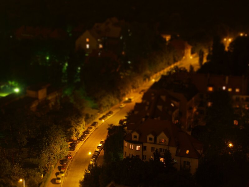 Nighttime Residential Street — Black