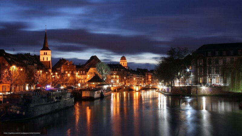 Nighttime River Cityscape