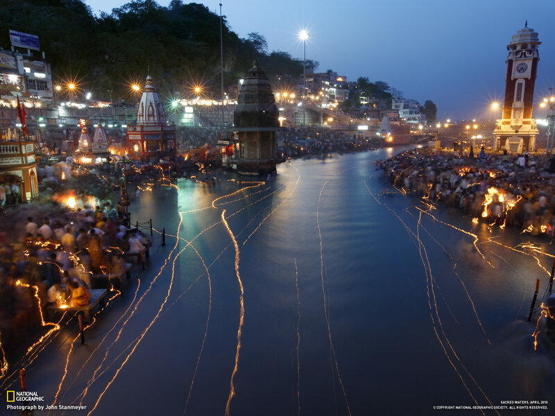 Nighttime river festival in India
