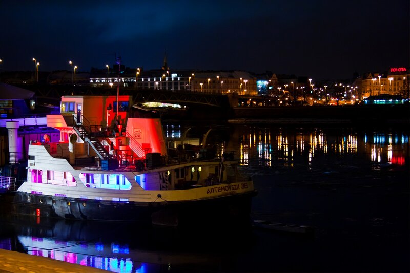 Nighttime riverboat in Budapest