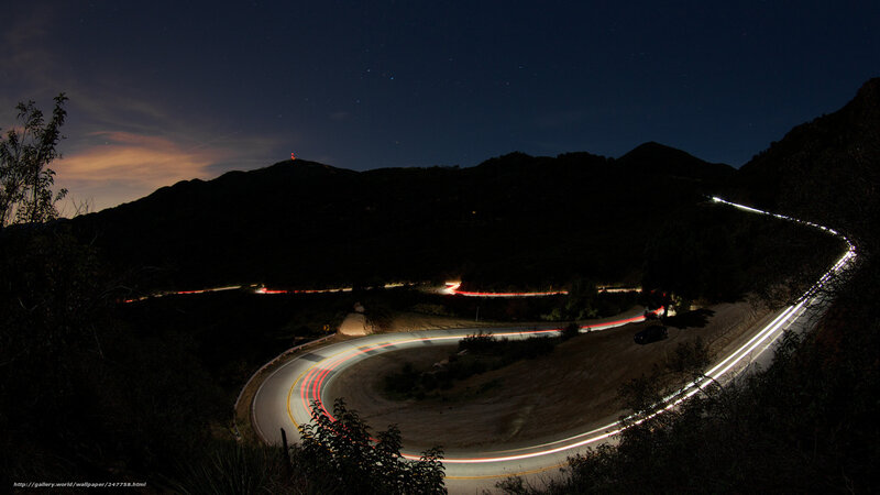 Nighttime road light trails