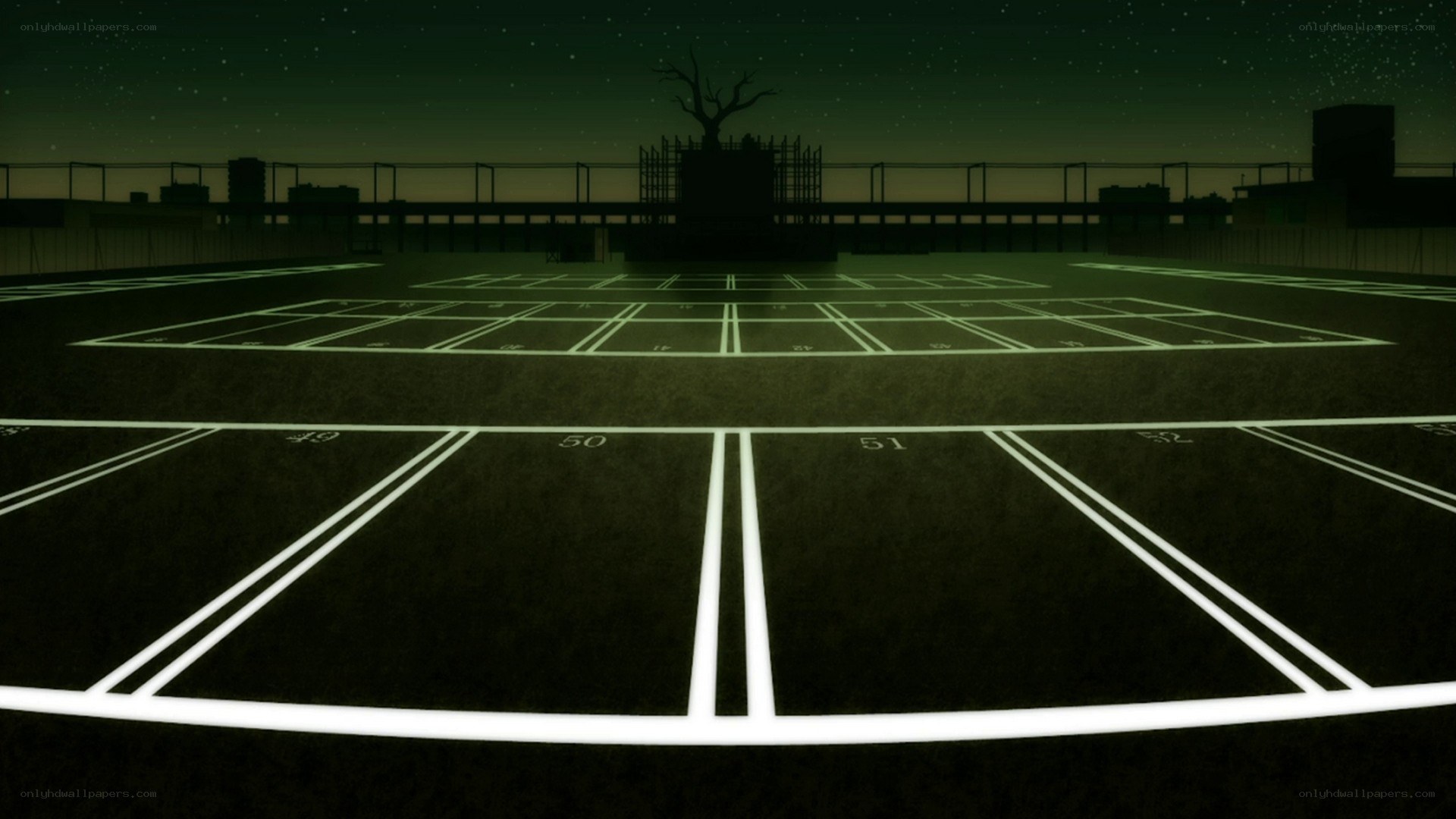 nighttime rooftop shuffleboard
