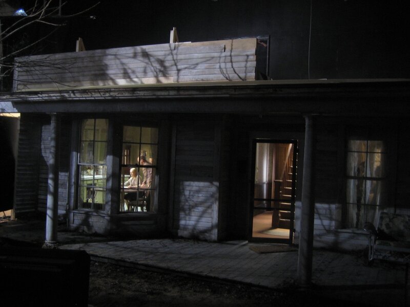 nighttime scene of a house