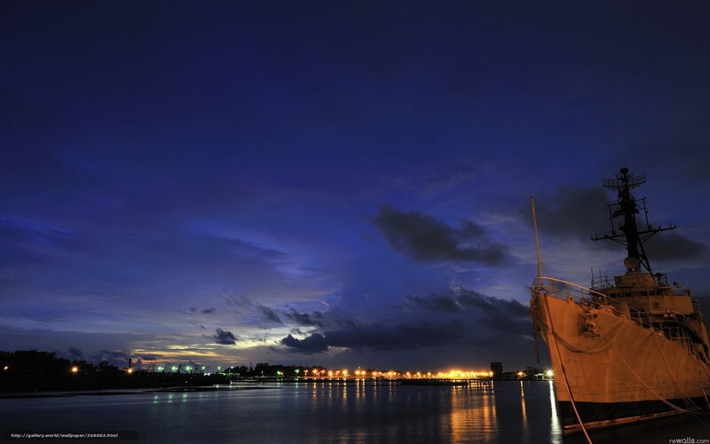 Nighttime ship at port