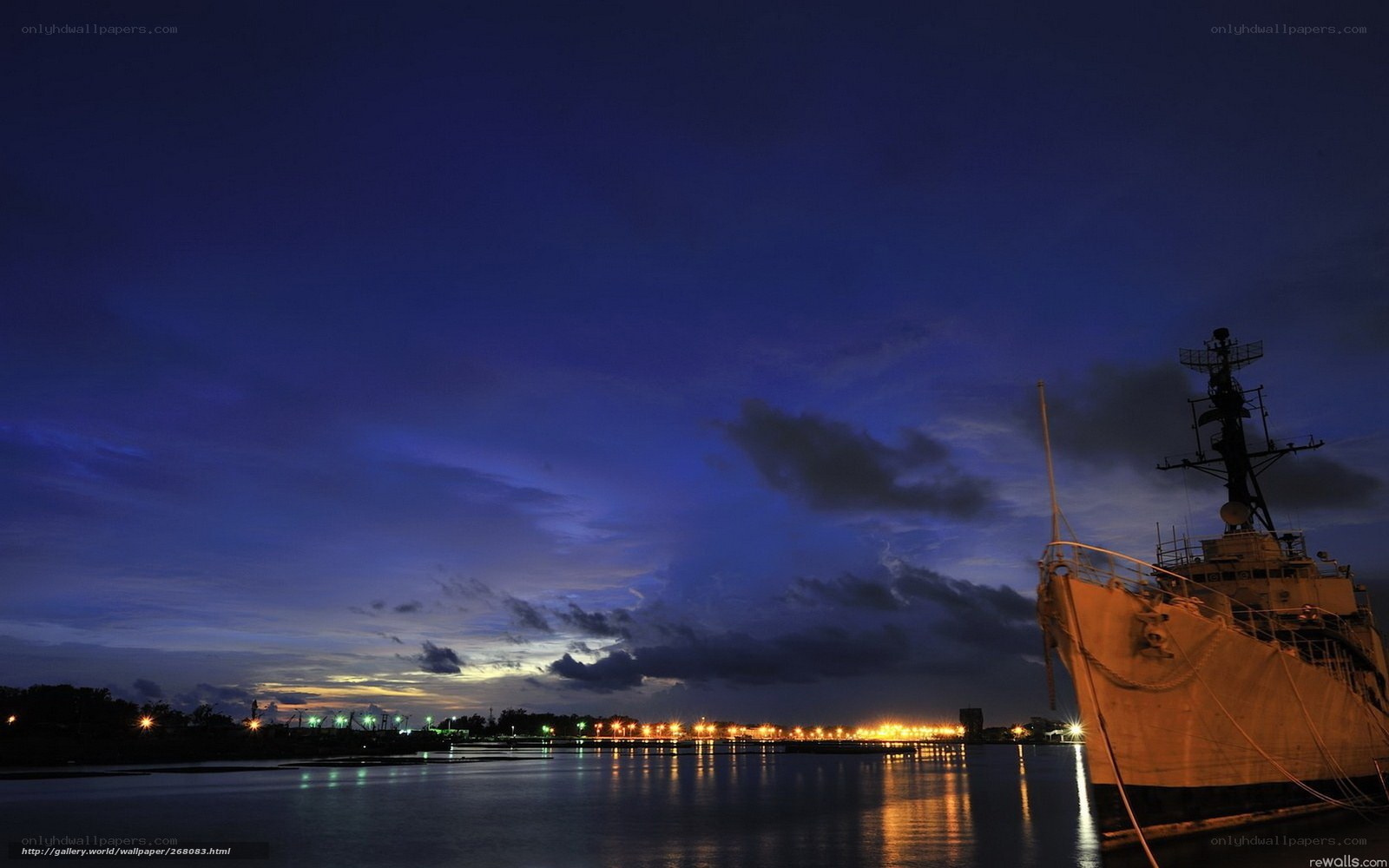 Nighttime ship at port