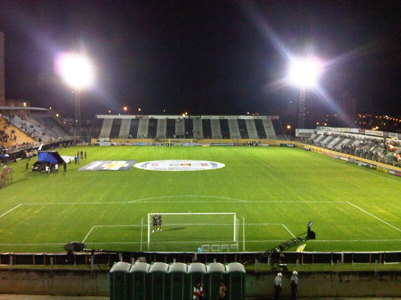 nighttime soccer stadium view