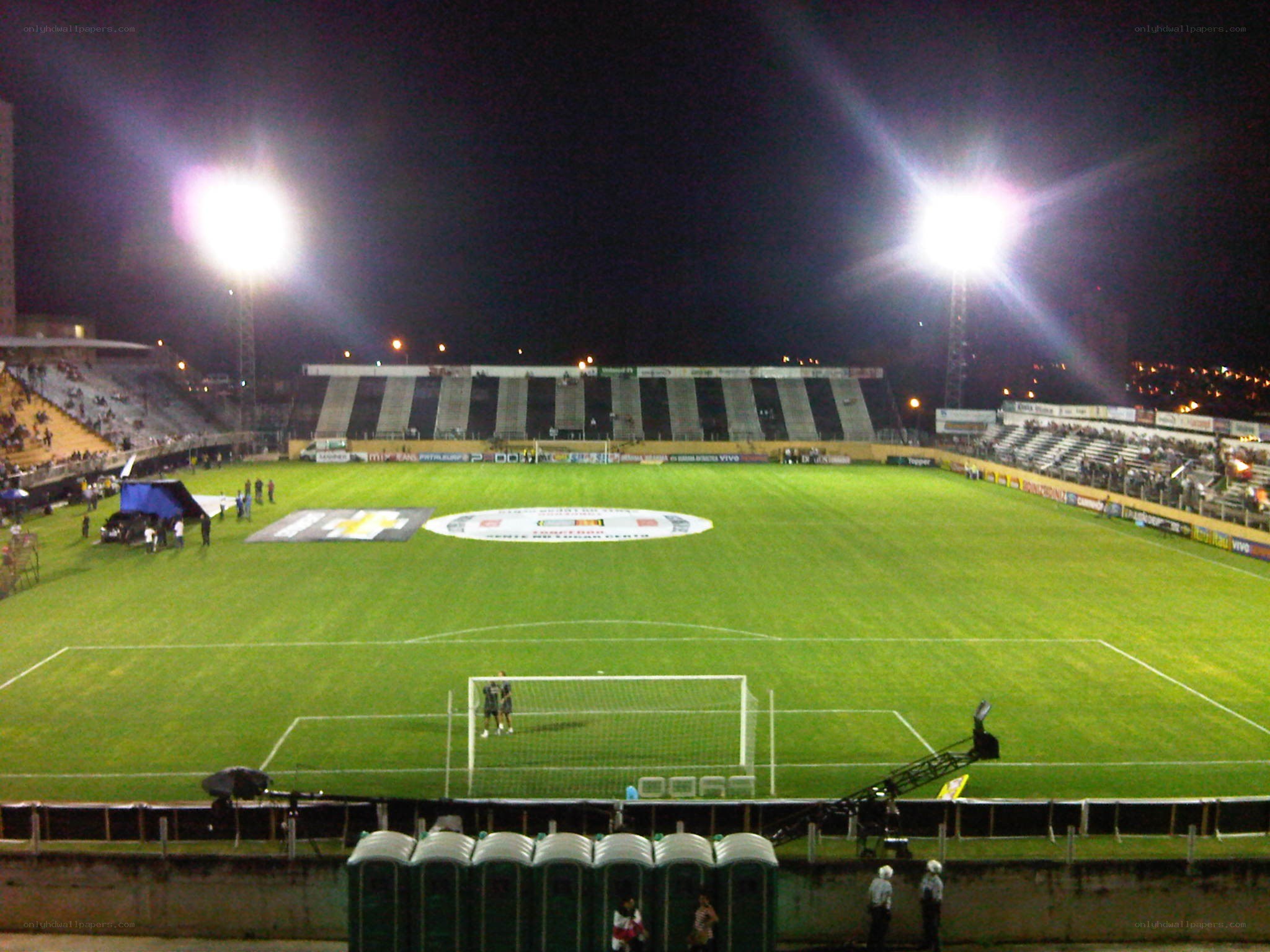 nighttime soccer stadium view