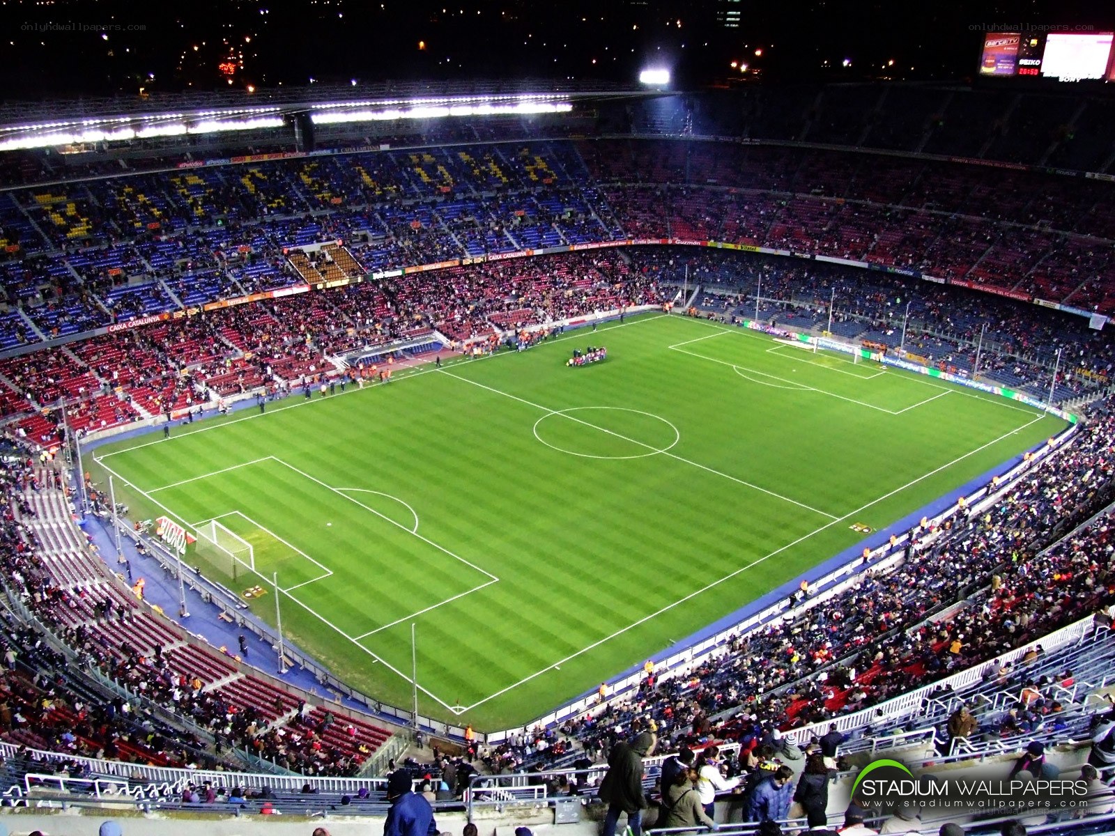 nighttime soccer stadium view
