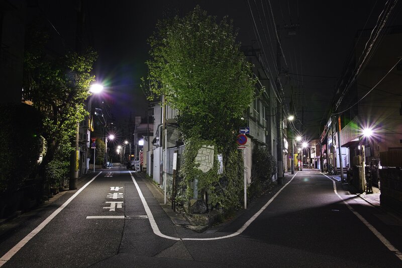 Nighttime Street Corner — Black