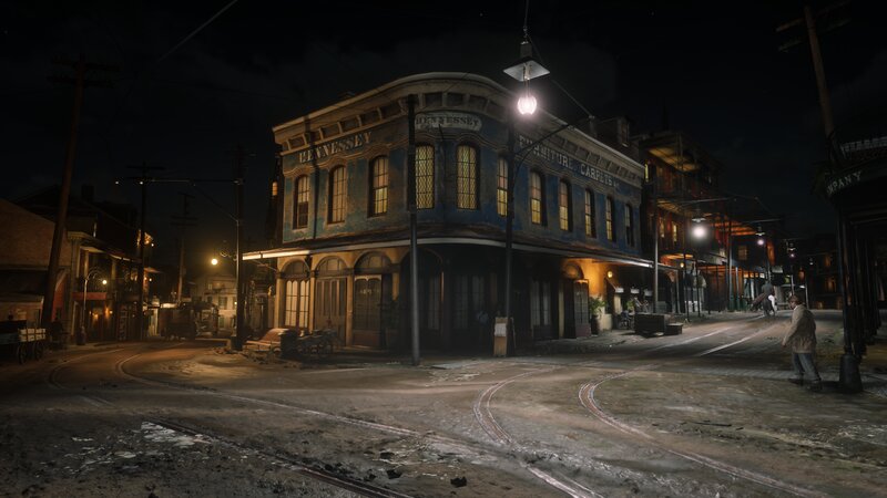Nighttime Street Corner — Blue