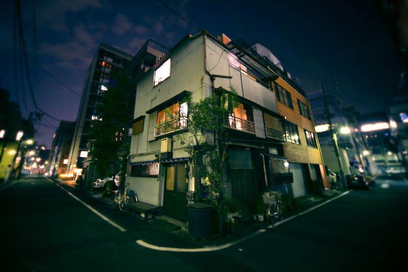 nighttime street corner in japan