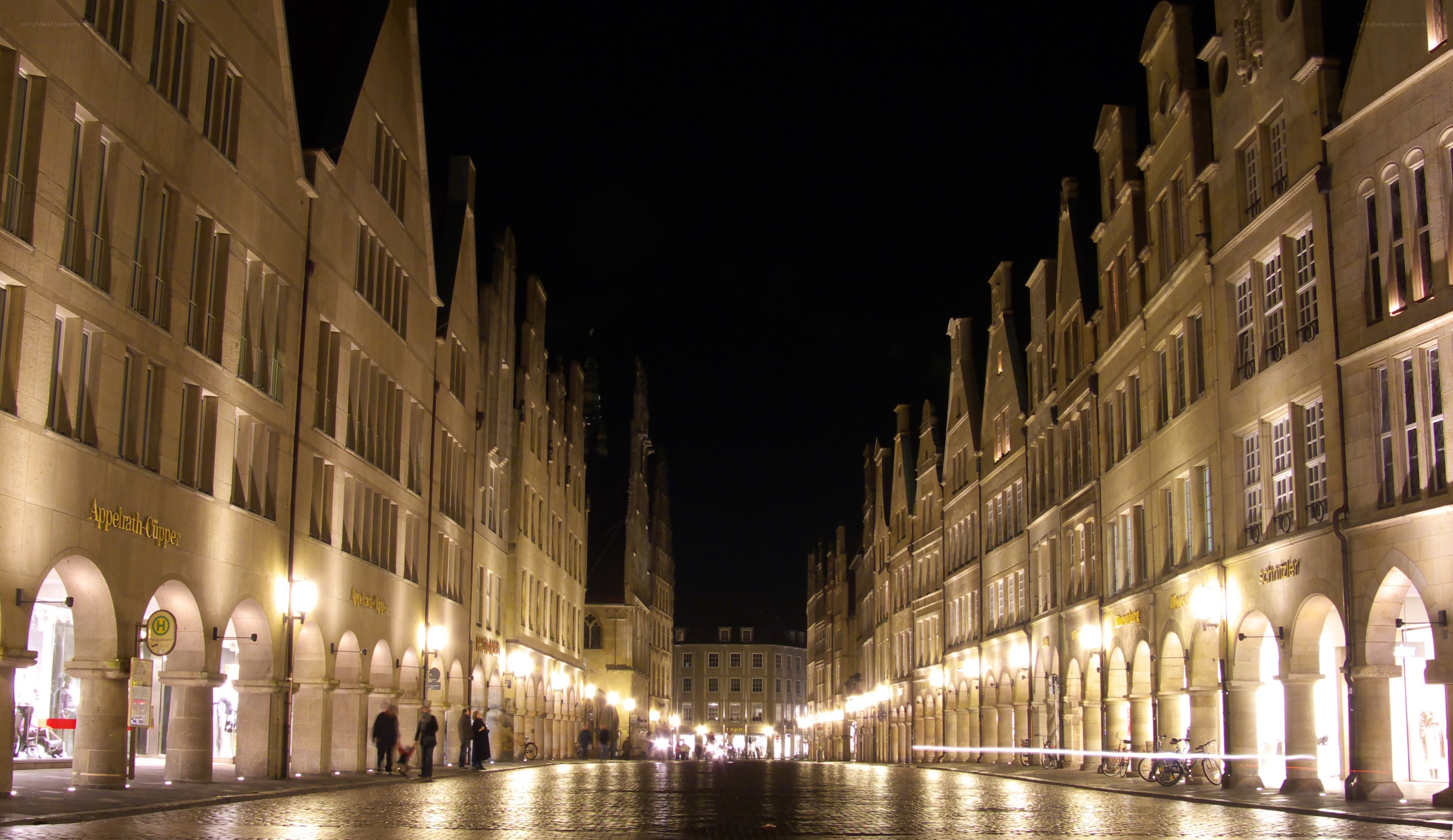 nighttime street in old town