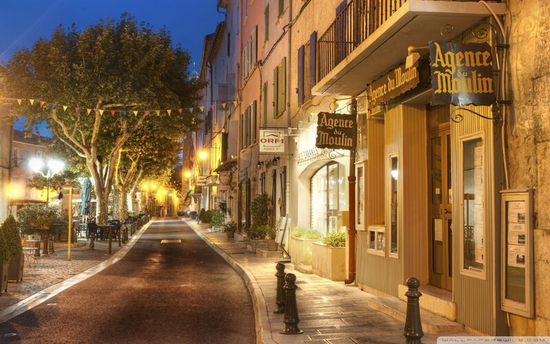 Nighttime Street in Town