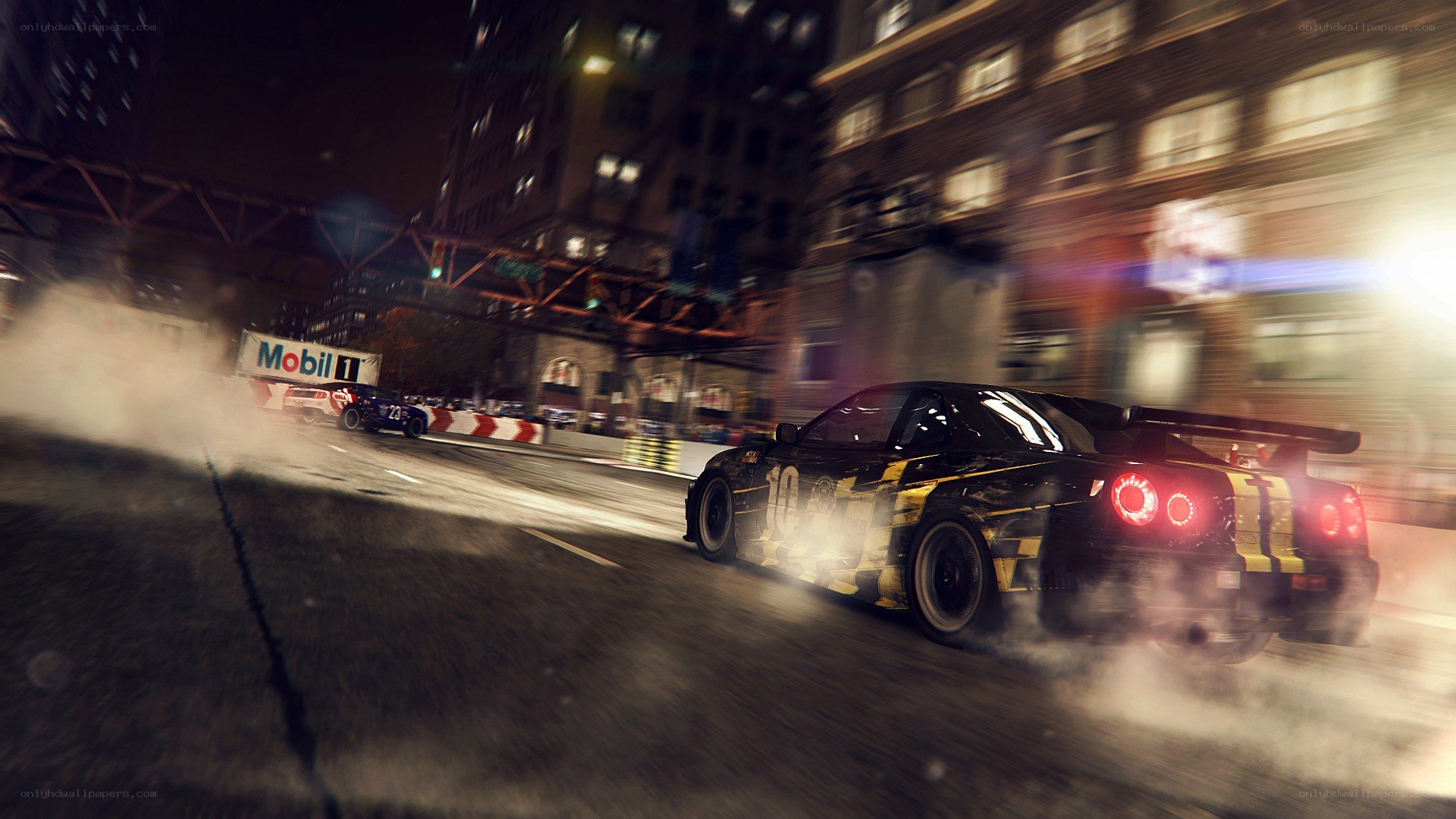 Nighttime street racing action