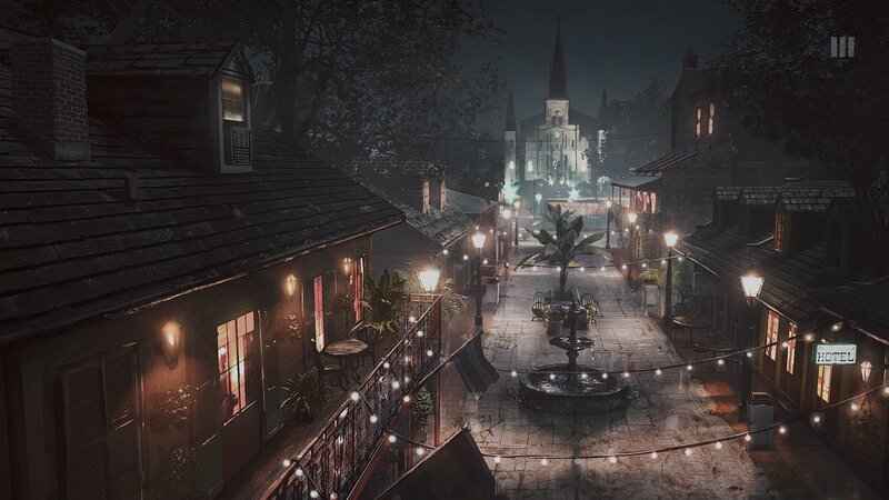 Nighttime Street Scene — Black