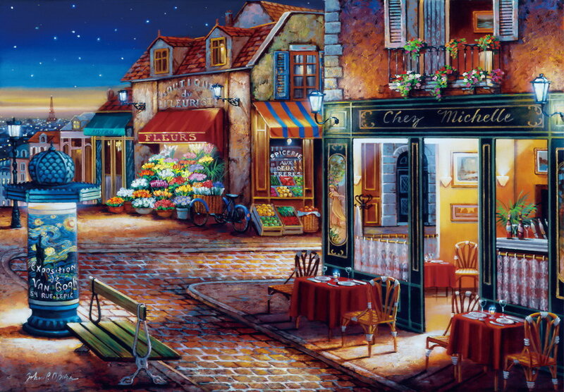 Nighttime Street Scene — Blue, Cozy