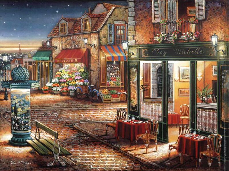 Nighttime Street Scene — Brown, Cozy