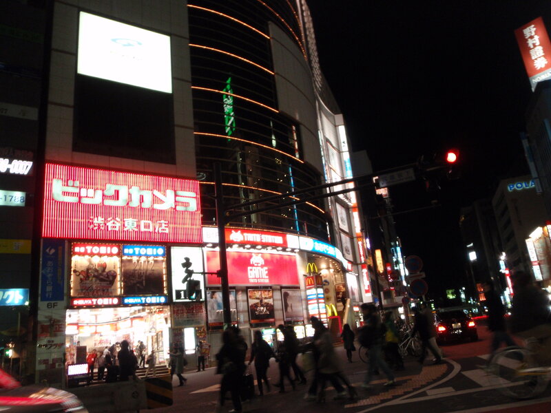 nighttime street scene in tokyo