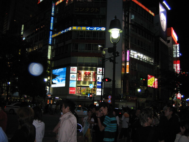 nighttime street scene in tokyo