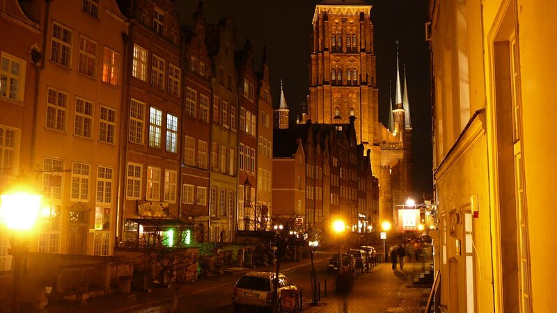 Nighttime Street with Church