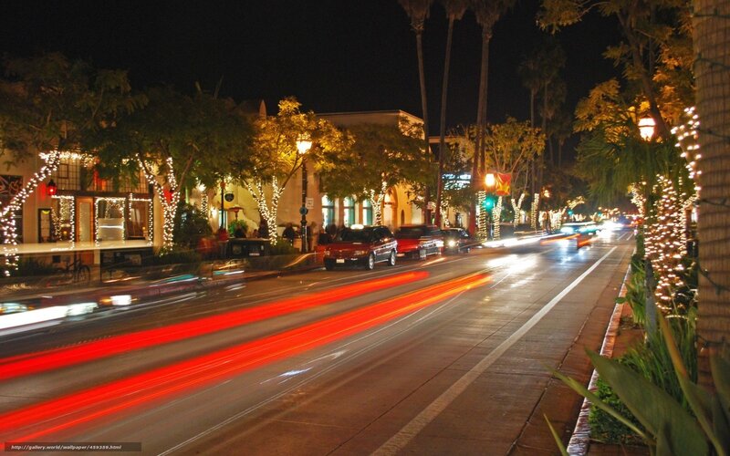 nighttime street with light trails