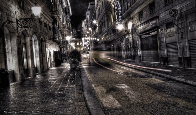 Nighttime Street with Light Trails — Black, Dramatic