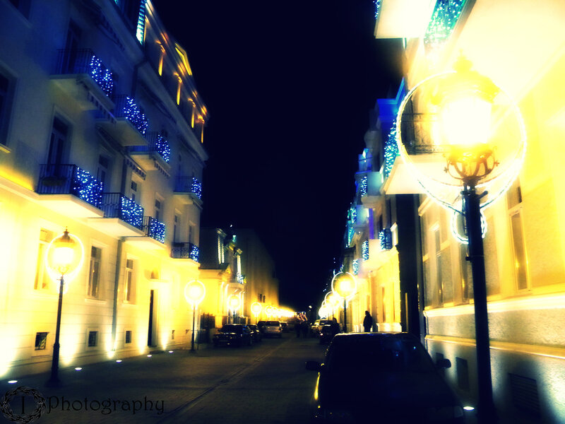 Nighttime Street with Lights