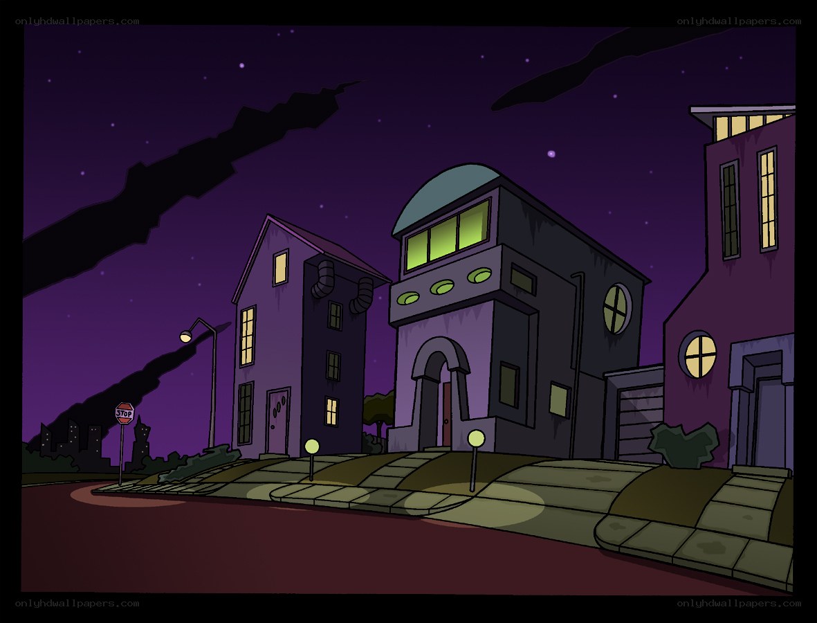 nighttime suburban street
