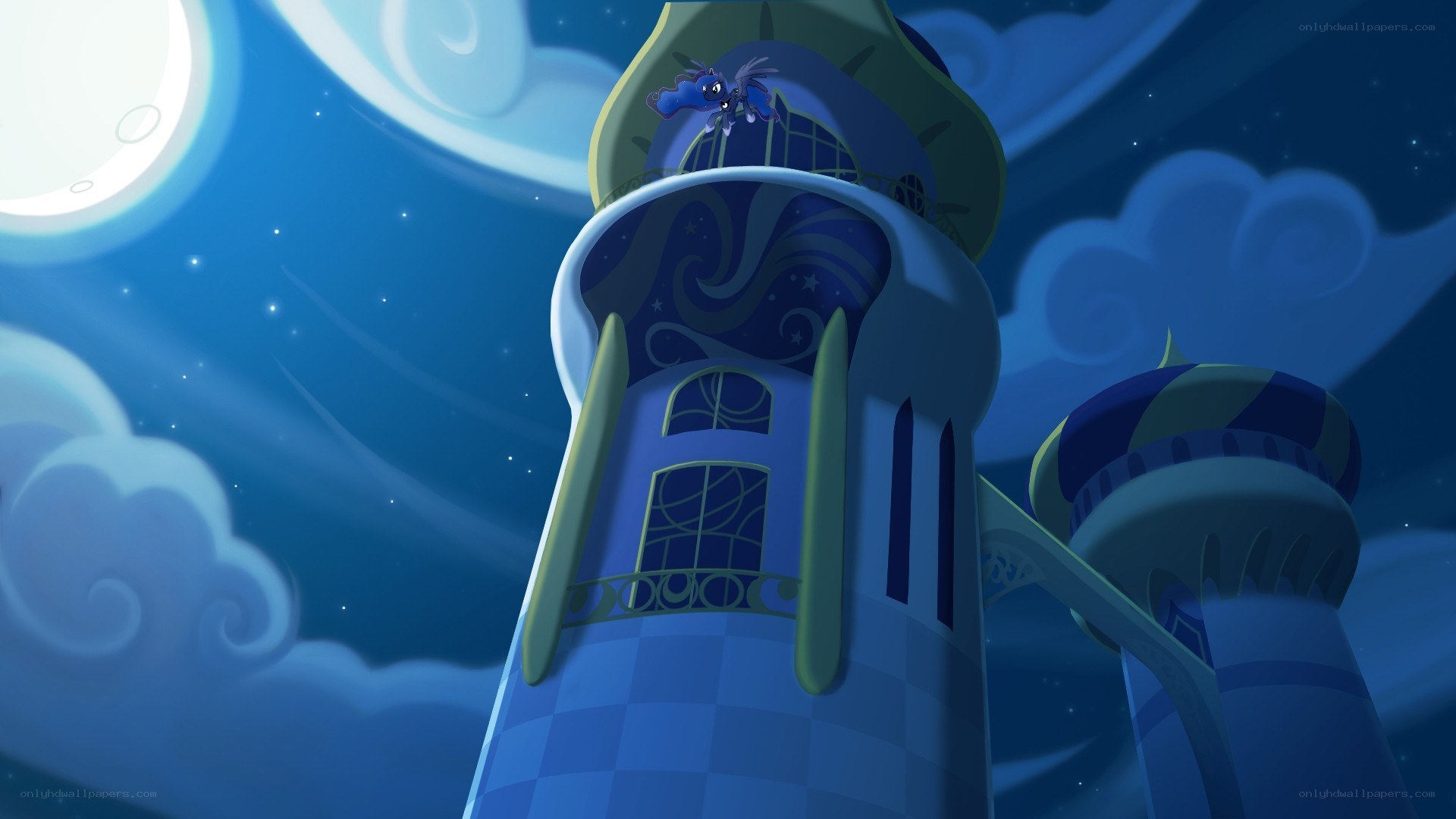 nighttime tower scene