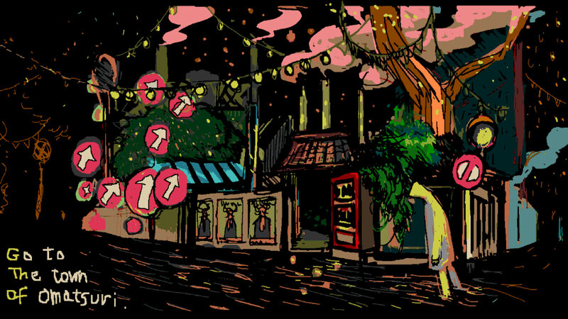 nighttime town scene