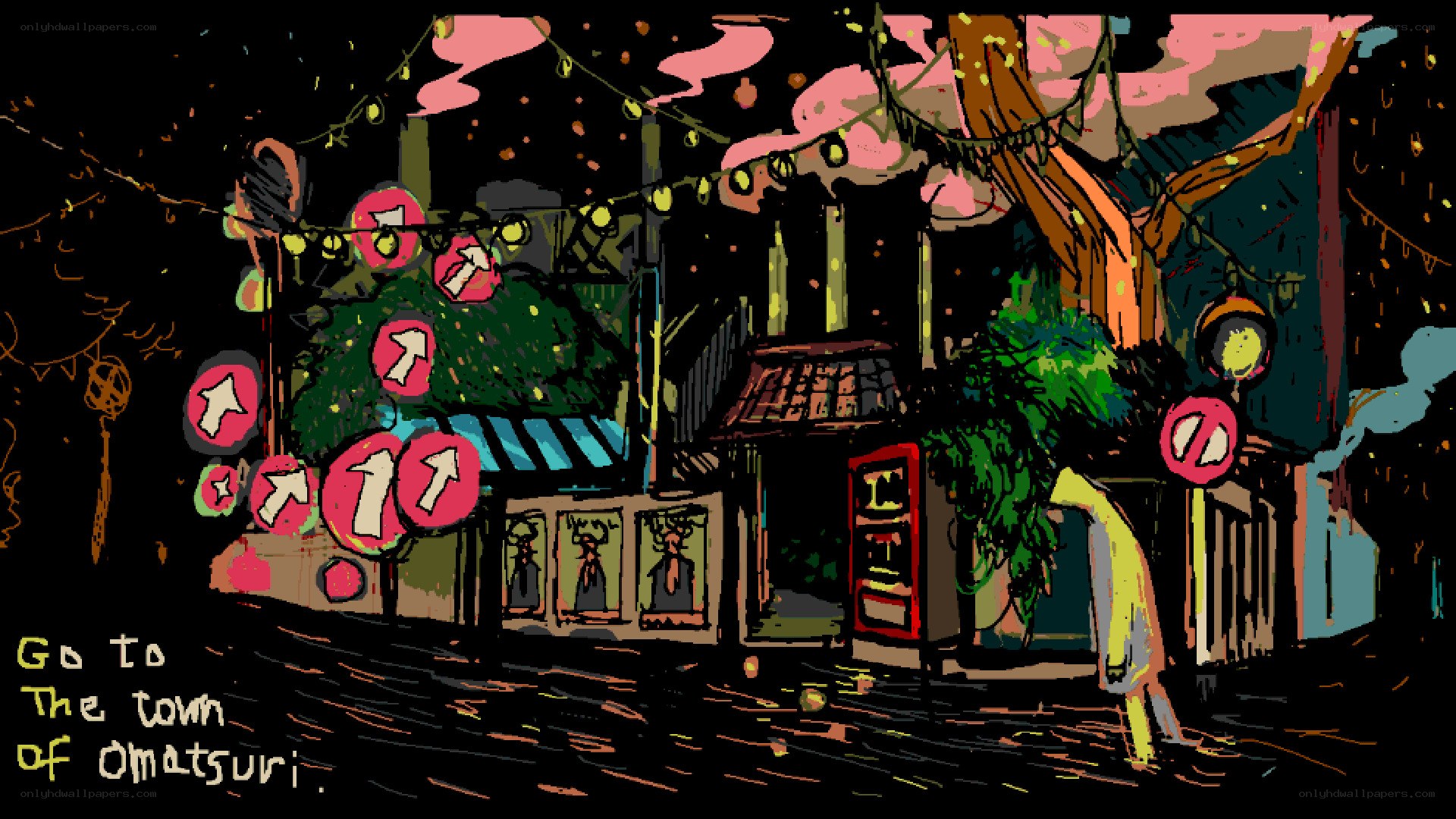 nighttime town scene