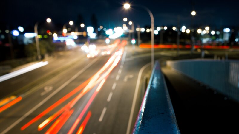 Nighttime traffic light trails