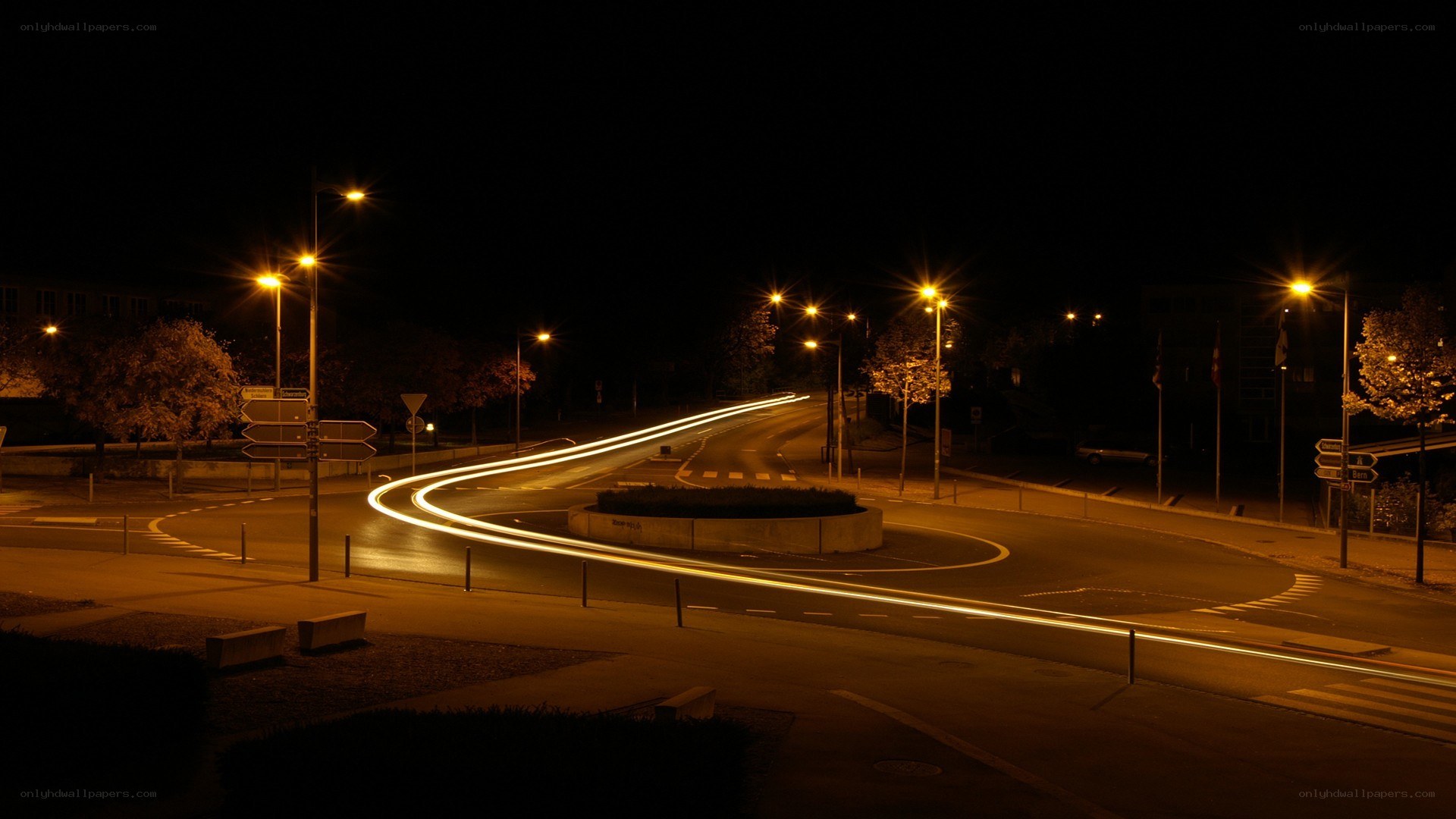 nighttime traffic light trails