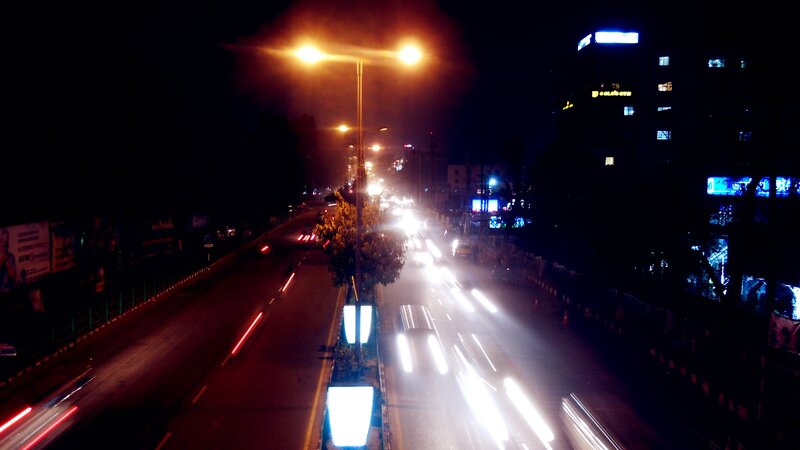 Nighttime Traffic on Road