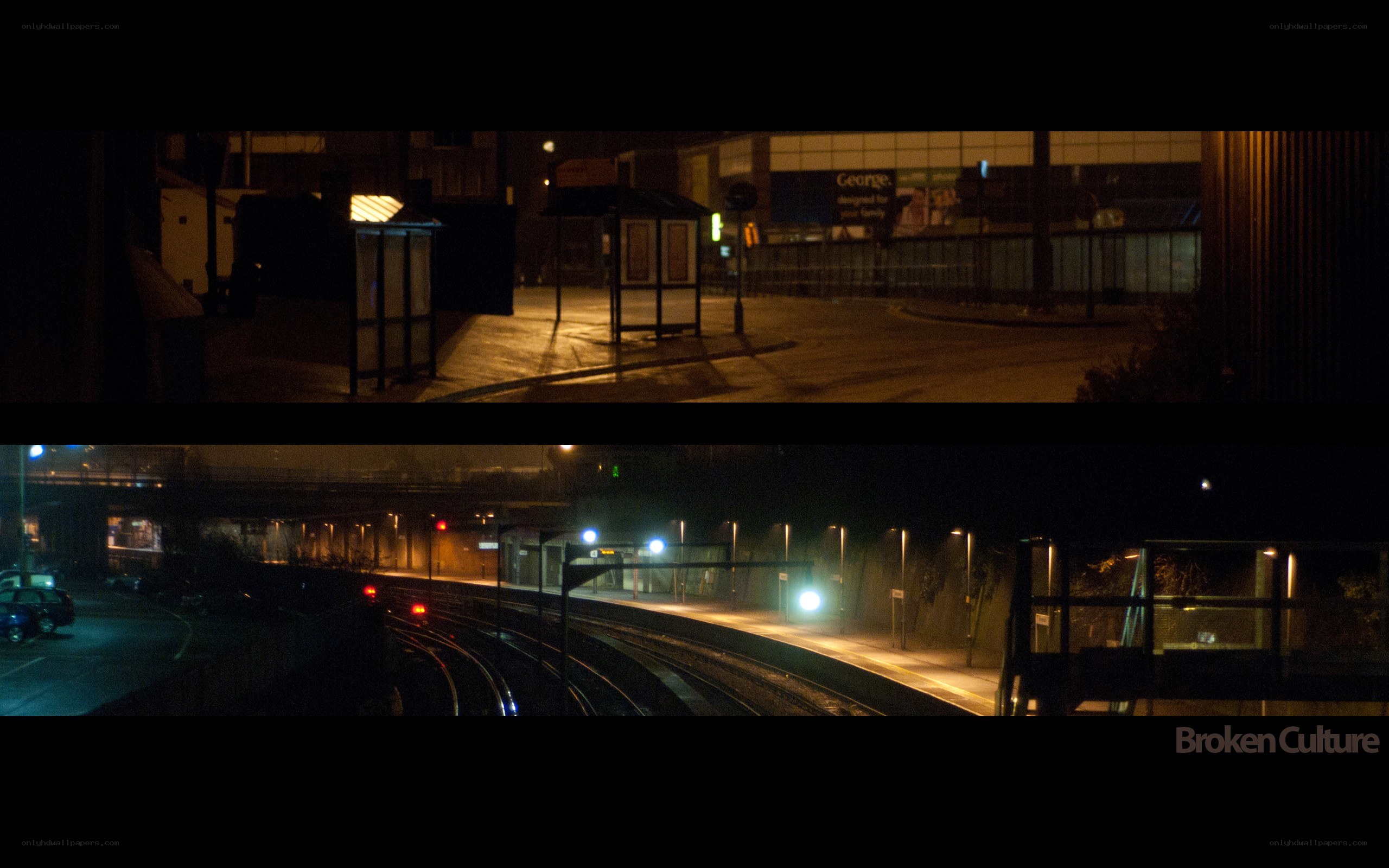 Nighttime train station views